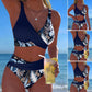 ⏰Nur noch heute 50% Rabatt!👙Hochtailliertes Wickel Bikini Set mit tropischem Blumenprint, figurformender Schnitt, sanfte Bauchabdeckung für Strand, Schwimmbad und Sommerurlaub ✨