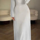 Bis zu 49 % Rabatt!!🌷Langärmliges, Lockeres Freizeitkleid mit Schlitz