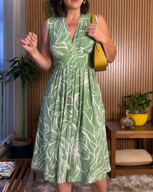 🌸49% RABATT🔥2025 Neuer Bestseller: Ärmelloses Kleid mit V-Ausschnitt und Taillenbetonung