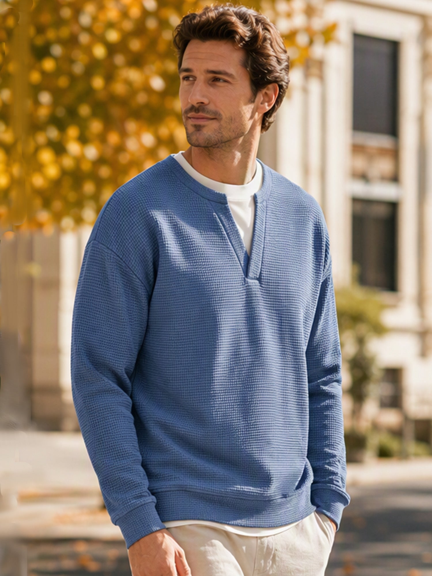 ✨ 50 % RABATT – Herren Waffel-T-Shirt im Layer-Look | Bequemer Alltagsstil mit eleganter Struktur 👚