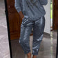 ✨ 2-teiliges Damen-Set: Goldfolien-Oberteil mit Devil's Eye Design & Pailletten-Hosen ✨
