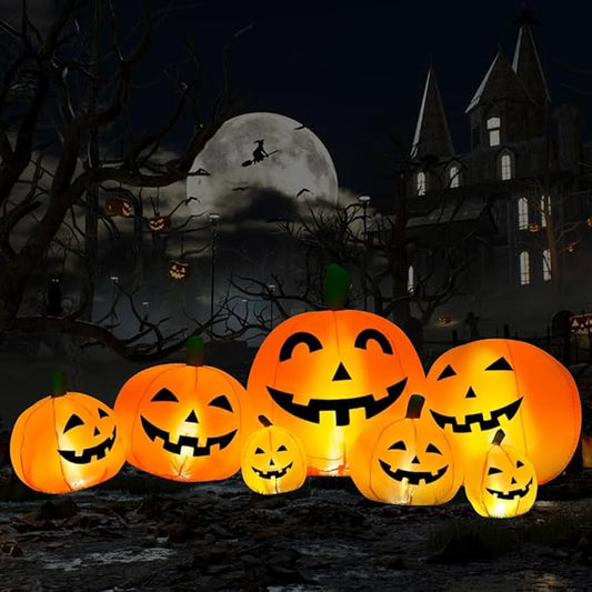 Halloween aufblasbare Outdoor-Kürbisdekorationen mit 7 integrierten LED-Lichtern für Garten, Hof, Party