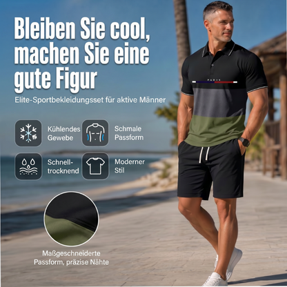 👕 2-teiliges Sommer-Set für Herren – Polo-Shirt & Shorts, atmungsaktiv, bequem & vielseitig für Sport, Alltag & Freizeit ☀️🏌️