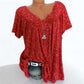 👚Damen Kurzarmbluse mit Frühlingsblumenprint: V-Ausschnitt & lockere Passform🎁