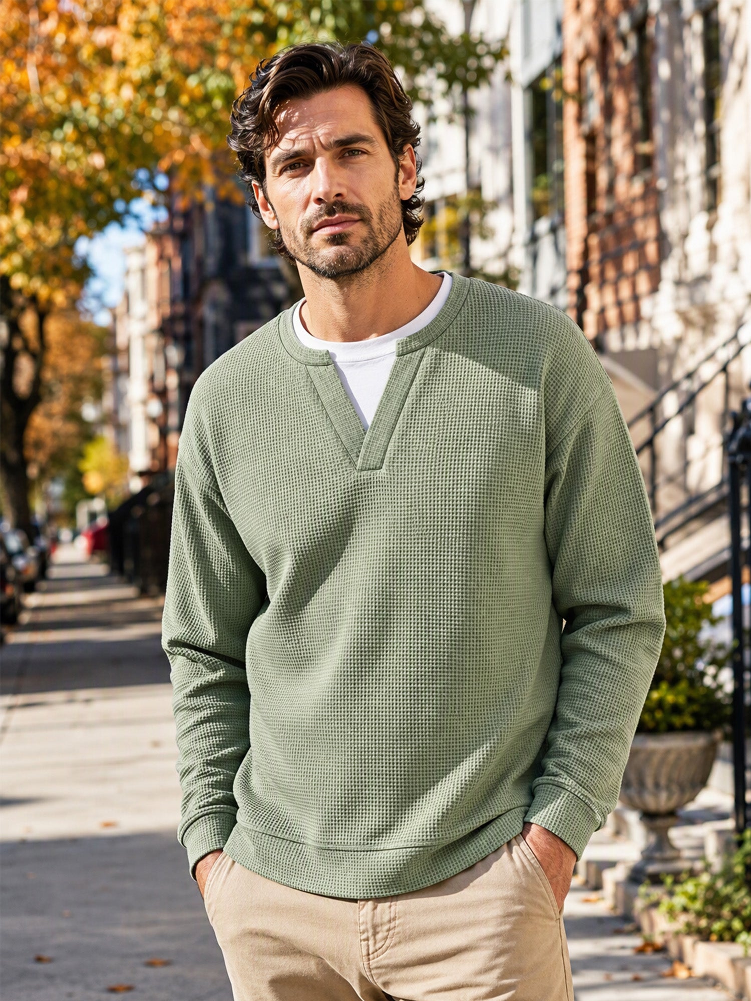 ✨ 50 % RABATT – Herren Waffel-T-Shirt im Layer-Look | Bequemer Alltagsstil mit eleganter Struktur 👚