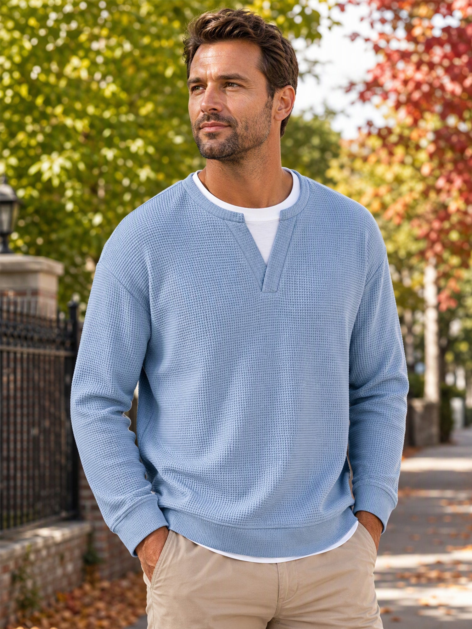 ✨ 50 % RABATT – Herren Waffel-T-Shirt im Layer-Look | Bequemer Alltagsstil mit eleganter Struktur 👚