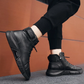 Schwarze Stiefel | Schwarze warme Lederstiefel