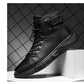 Schwarze Stiefel | Schwarze warme Lederstiefel