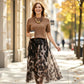 ✨🔥Zweiteiliges Set für Damen bestehend aus Pullover und fließendem Rock mit Leopardenmuster