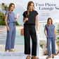 🌺2025 Neu eingetroffen🌺2025 Neue Frauen Casual Cap Sleeve Top Wide Leg Crop Pants Zweiteilige Sets