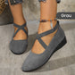 💃🔥Letzter Tag Promotion 50% Rabatt🔥Elegante feste Farbe elastische Riemen niedrige Keilschuhe