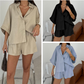 Lässiges Damen-Set aus Reverstop und Shorts mit hoher Taille