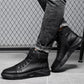 Schwarze Stiefel | Schwarze warme Lederstiefel