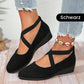 💃🔥Letzter Tag Promotion 50% Rabatt🔥Elegante feste Farbe elastische Riemen niedrige Keilschuhe