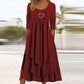 🏆👗 Tiered Midi Dress with Heart Accent – Figurschmeichelndes A-Linien-Design, luftiger Stoff & süßes Herzdetail – Perfekt für Reise & Feiern versandfrei