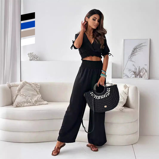 Bis zu 50 % Rabatt!🌸Frühjahrsangebote💐 Set mit elastischer Hose & Shirt