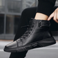 Schwarze Stiefel | Schwarze warme Lederstiefel