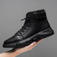 Schwarze Stiefel | Schwarze warme Lederstiefel