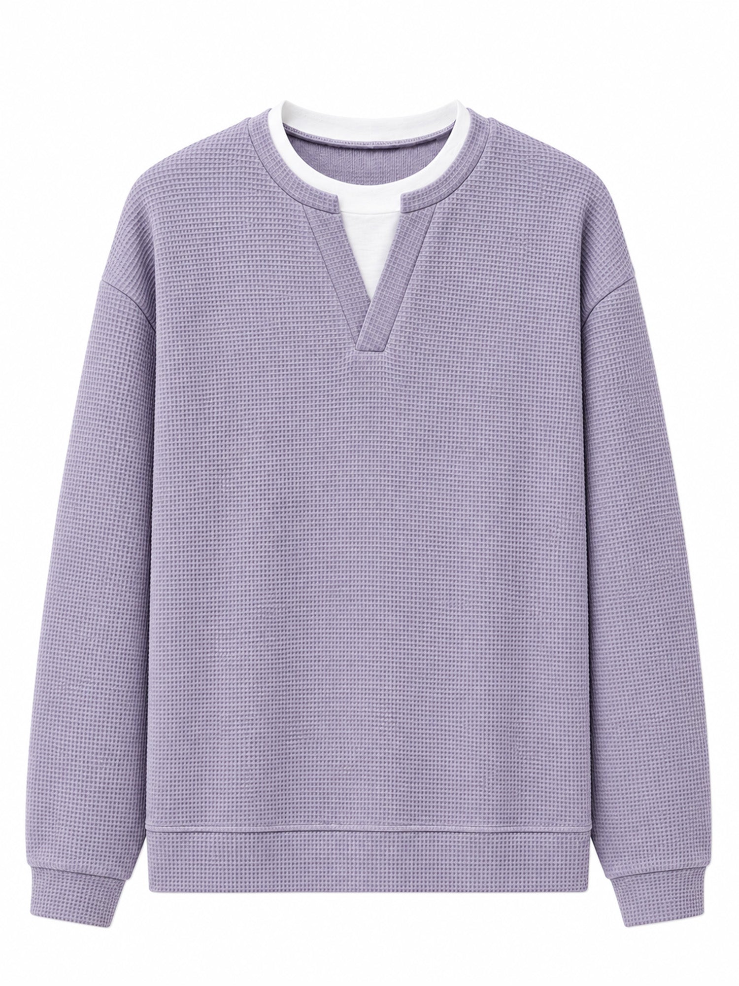 ✨ 50 % RABATT – Herren Waffel-T-Shirt im Layer-Look | Bequemer Alltagsstil mit eleganter Struktur 👚