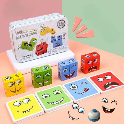 🎭✨ 5D-Puzzle "Gesichter-Veränderung" - Interaktives Familienspiel mit Rotierenden Ausdrücken für Kreatives Lernen 👨‍👩‍👧‍👦🔁
