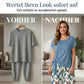 Damen-Set: Oberteil mit seitlicher Bindung & gemusterte Hose