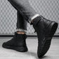 Schwarze Stiefel | Schwarze warme Lederstiefel