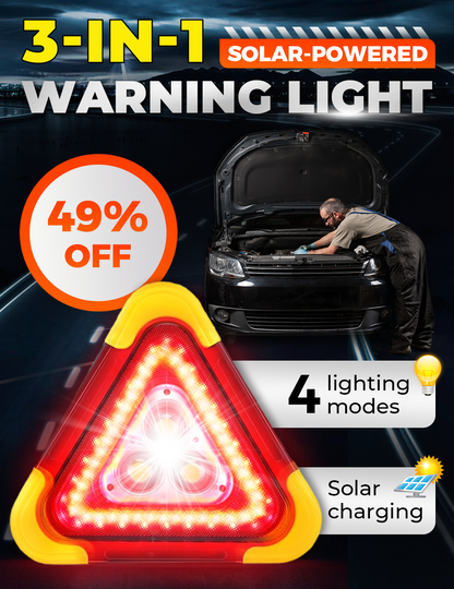 🆘 44% Rabatt!! 🔦 2-in-1 Solar-Warndreieck-Leuchten für den Notfall – ideal für Winter-Nacht-Pannen! 🚨 Sicheres Parking bei Pannen – jetzt Sicherheit doppelt sichern!