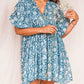 🔥HOT SALE-50% Rabatt🔥V-Ausschnitt Sommer Halbe Ärmel Floral Tunika Kurzes Kleid