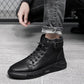 Schwarze Stiefel | Schwarze warme Lederstiefel