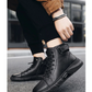 Schwarze Stiefel | Schwarze warme Lederstiefel