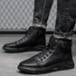 Schwarze Stiefel | Schwarze warme Lederstiefel