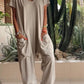 🔥49% RABATT🔥 Lässiger einfarbiger Jumpsuit mit V-Ausschnitt