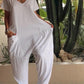 🔥49% RABATT🔥 Lässiger einfarbiger Jumpsuit mit V-Ausschnitt