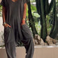🔥49% RABATT🔥 Lässiger einfarbiger Jumpsuit mit V-Ausschnitt