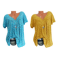 👚Damen Kurzarmbluse mit Frühlingsblumenprint: V-Ausschnitt & lockere Passform🎁