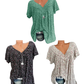 👚Damen Kurzarmbluse mit Frühlingsblumenprint: V-Ausschnitt & lockere Passform🎁