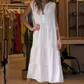 👗49% Rabatt🌸 Ärmelloses, gestuftes langes Damenkleid mit V-Ausschnitt und Knöpfen
