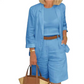 ⌛ Nur solange Vorrat reicht – danach regulärer Preis! Elegantes Set aus Leinenshorts und Blazer für Damen