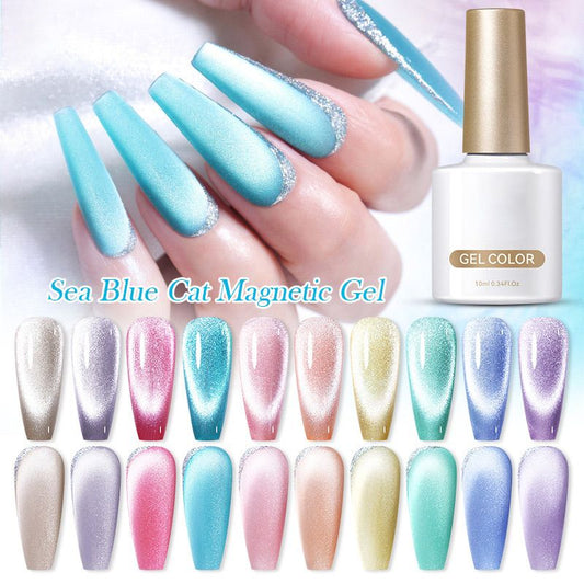 18 Farben Schimmernder Aquamarin Katzenaugen-Nagellack Gel