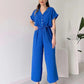 💖Freizeit-Jumpsuit mit V-Ausschnitt und kurzen Ärmeln für Damen