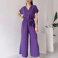💖Freizeit-Jumpsuit mit V-Ausschnitt und kurzen Ärmeln für Damen