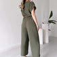 💖Freizeit-Jumpsuit mit V-Ausschnitt und kurzen Ärmeln für Damen