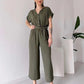 💖Freizeit-Jumpsuit mit V-Ausschnitt und kurzen Ärmeln für Damen