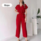 💖Freizeit-Jumpsuit mit V-Ausschnitt und kurzen Ärmeln für Damen