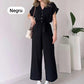 💖Freizeit-Jumpsuit mit V-Ausschnitt und kurzen Ärmeln für Damen