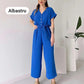 💖Freizeit-Jumpsuit mit V-Ausschnitt und kurzen Ärmeln für Damen