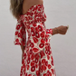 💕Langes Kleid mit Blumenmuster, offenen Schultern und ausgestellten Ärmeln