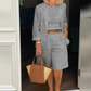 ⌛ Nur solange Vorrat reicht – danach regulärer Preis! Elegantes Set aus Leinenshorts und Blazer für Damen