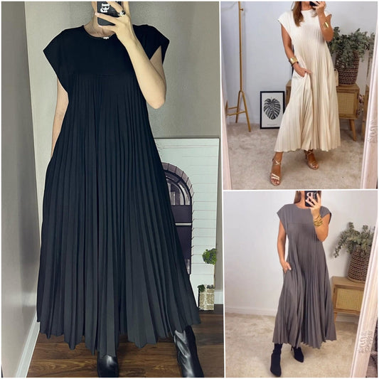 Ärmelloses einfaches elegantes plissiertes Kleid