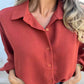Elegantes einfarbiges Button-Up-Hemd für Damen